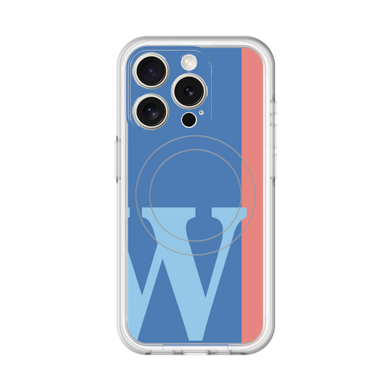 スリムプロテクションプレミアムケース with MagSafe［ オリジナル - initial color line - W blue ］