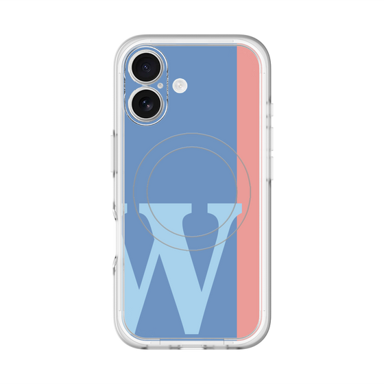 スリムプロテクションプレミアムケース with MagSafe［ オリジナル - initial color line - W blue ］