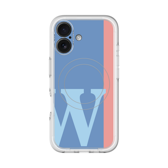 スリムプロテクションプレミアムケース with MagSafe［ オリジナル - initial color line - W blue ］