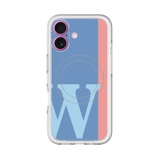 スリムプロテクションプレミアムケース with MagSafe［ オリジナル - initial color line - W blue ］