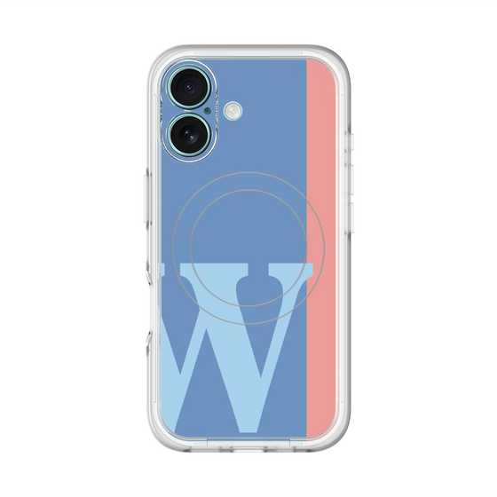 スリムプロテクションプレミアムケース with MagSafe［ オリジナル - initial color line - W blue ］