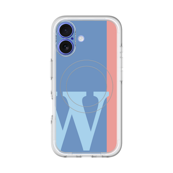 スリムプロテクションプレミアムケース with MagSafe［ オリジナル - initial color line - W blue ］