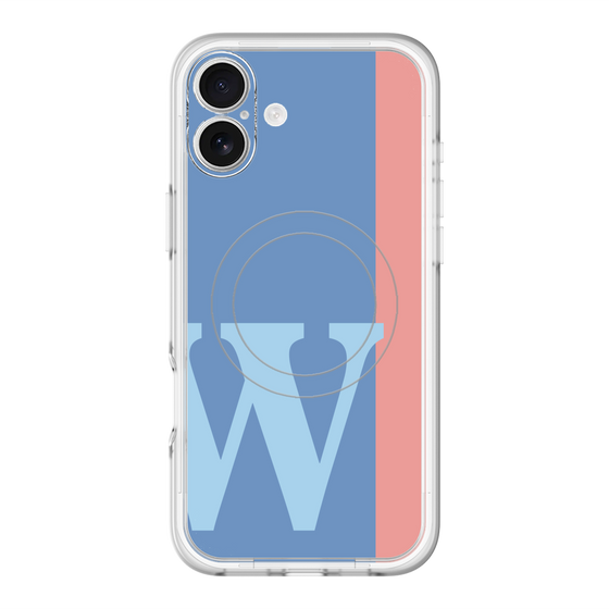 スリムプロテクションプレミアムケース with MagSafe［ オリジナル - initial color line - W blue ］