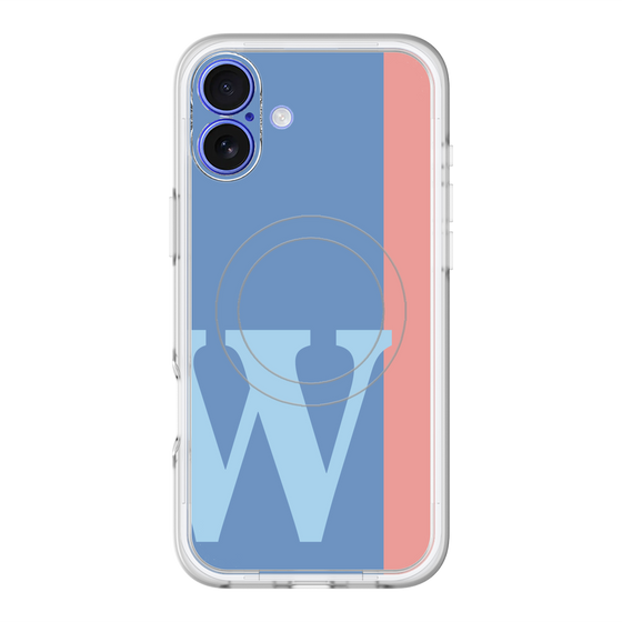 スリムプロテクションプレミアムケース with MagSafe［ オリジナル - initial color line - W blue ］