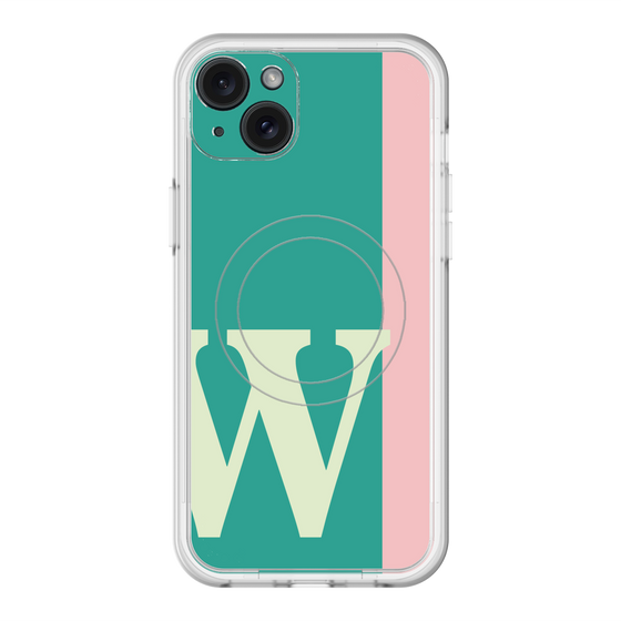 スリムプロテクションプレミアムケース with MagSafe［ オリジナル - initial color line - W green ］