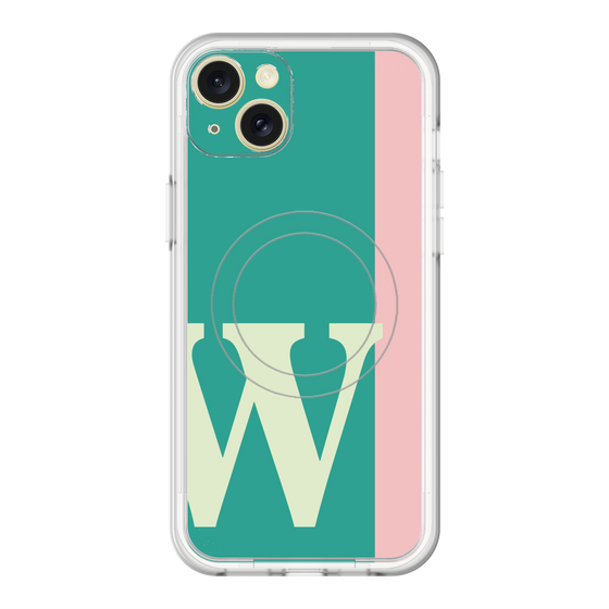 スリムプロテクションプレミアムケース with MagSafe［ オリジナル - initial color line - W green ］