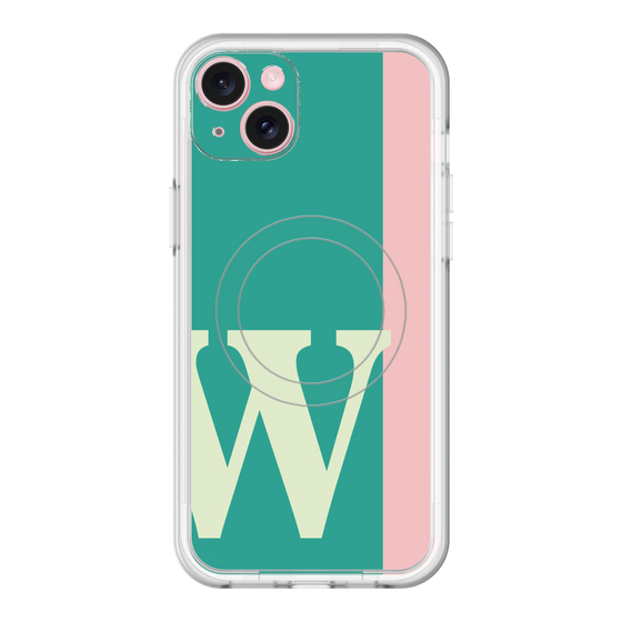 スリムプロテクションプレミアムケース with MagSafe［ オリジナル - initial color line - W green ］