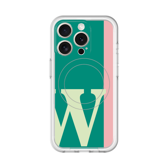 スリムプロテクションプレミアムケース with MagSafe［ オリジナル - initial color line - W green ］