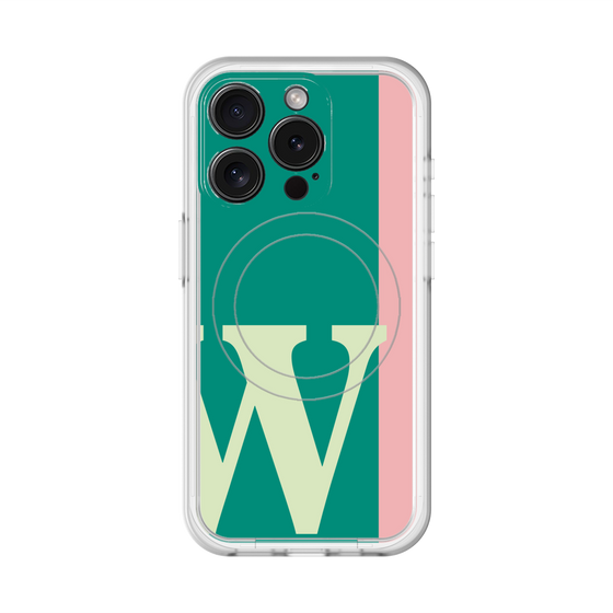 スリムプロテクションプレミアムケース with MagSafe［ オリジナル - initial color line - W green ］