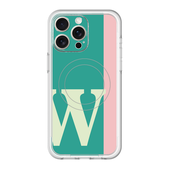 スリムプロテクションプレミアムケース with MagSafe［ オリジナル - initial color line - W green ］