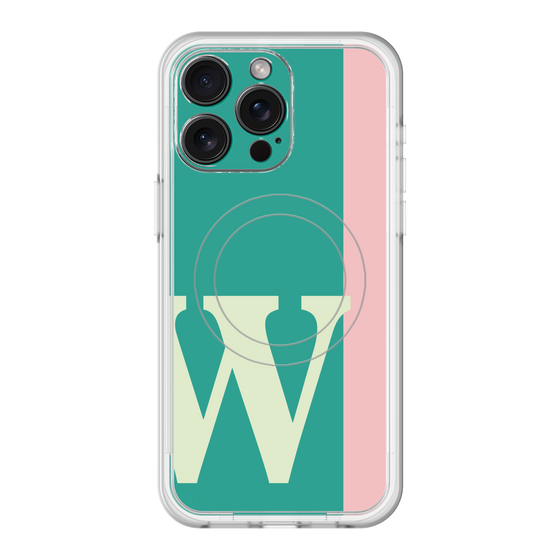 スリムプロテクションプレミアムケース with MagSafe［ オリジナル - initial color line - W green ］