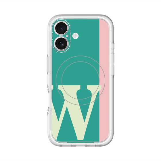 スリムプロテクションプレミアムケース with MagSafe［ オリジナル - initial color line - W green ］