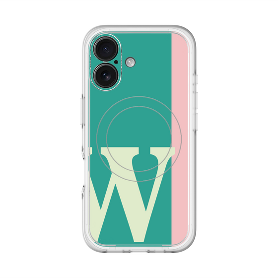 スリムプロテクションプレミアムケース with MagSafe［ オリジナル - initial color line - W green ］