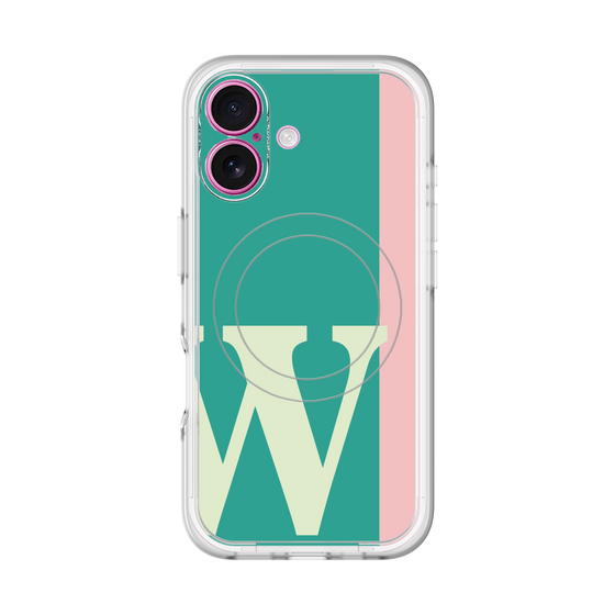 スリムプロテクションプレミアムケース with MagSafe［ オリジナル - initial color line - W green ］