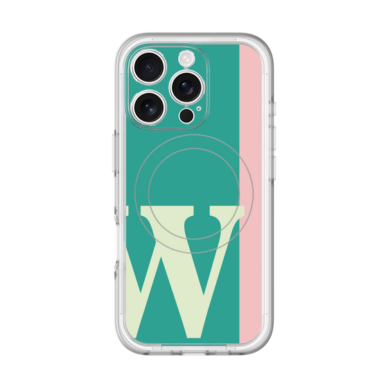 スリムプロテクションプレミアムケース with MagSafe［ オリジナル - initial color line - W green ］