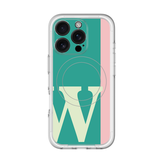 スリムプロテクションプレミアムケース with MagSafe［ オリジナル - initial color line - W green ］