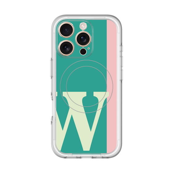スリムプロテクションプレミアムケース with MagSafe［ オリジナル - initial color line - W green ］