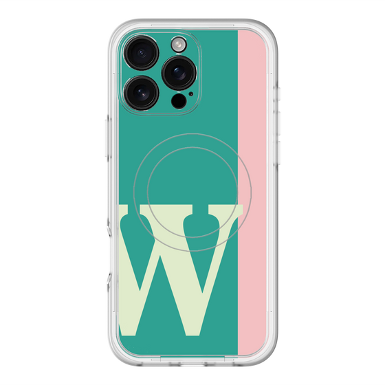スリムプロテクションプレミアムケース with MagSafe［ オリジナル - initial color line - W green ］