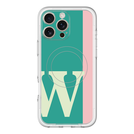 スリムプロテクションプレミアムケース with MagSafe［ オリジナル - initial color line - W green ］