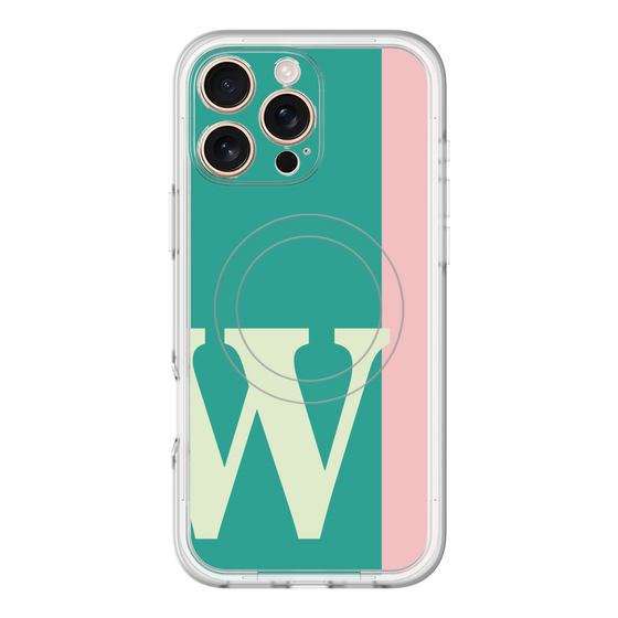 スリムプロテクションプレミアムケース with MagSafe［ オリジナル - initial color line - W green ］