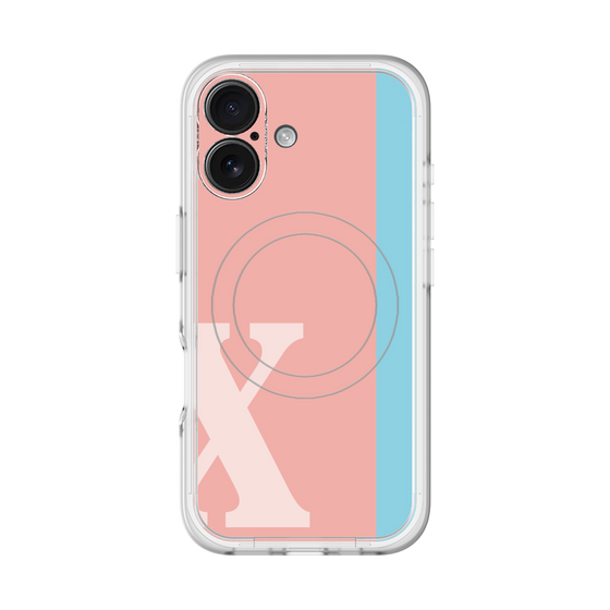 スリムプロテクションプレミアムケース with MagSafe［ オリジナル - initial color line - X pink ］