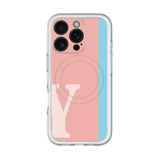 スリムプロテクションプレミアムケース with MagSafe［ オリジナル - initial color line - Y pink ］
