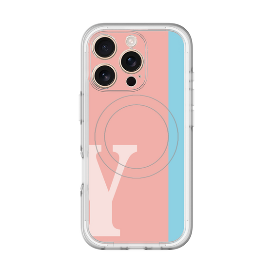 スリムプロテクションプレミアムケース with MagSafe［ オリジナル - initial color line - Y pink ］