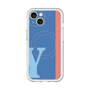 スリムプロテクションプレミアムケース with MagSafe［ オリジナル - initial color line - Y blue ］