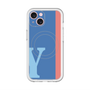 スリムプロテクションプレミアムケース with MagSafe［ オリジナル - initial color line - Y blue ］