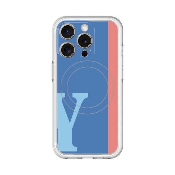 スリムプロテクションプレミアムケース with MagSafe［ オリジナル - initial color line - Y blue ］