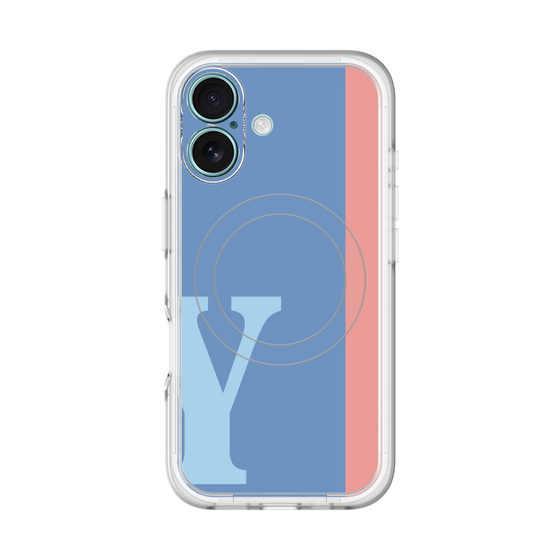 スリムプロテクションプレミアムケース with MagSafe［ オリジナル - initial color line - Y blue ］