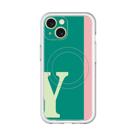 スリムプロテクションプレミアムケース with MagSafe［ オリジナル - initial color line - Y green ］