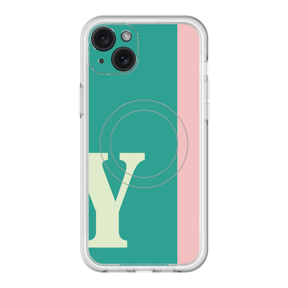 スリムプロテクションプレミアムケース with MagSafe［ オリジナル - initial color line - Y green ］