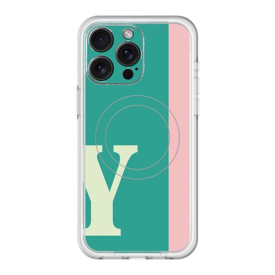 スリムプロテクションプレミアムケース with MagSafe［ オリジナル - initial color line - Y green ］