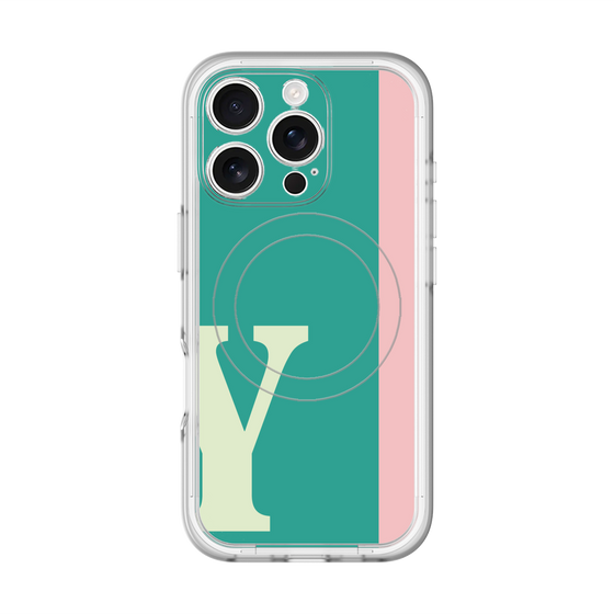 スリムプロテクションプレミアムケース with MagSafe［ オリジナル - initial color line - Y green ］