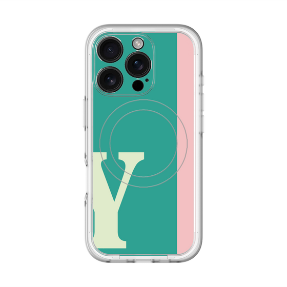スリムプロテクションプレミアムケース with MagSafe［ オリジナル - initial color line - Y green ］
