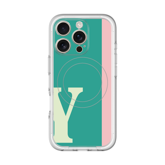 スリムプロテクションプレミアムケース with MagSafe［ オリジナル - initial color line - Y green ］