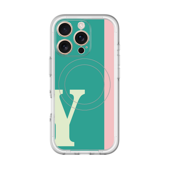 スリムプロテクションプレミアムケース with MagSafe［ オリジナル - initial color line - Y green ］