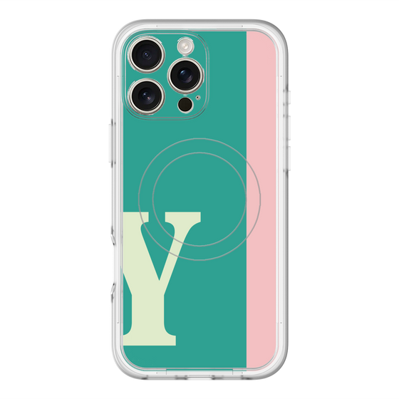 スリムプロテクションプレミアムケース with MagSafe［ オリジナル - initial color line - Y green ］