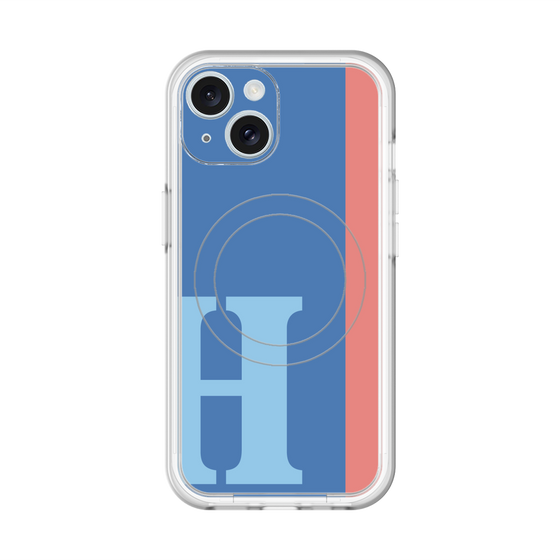 スリムプロテクションプレミアムケース with MagSafe［ オリジナル - initial color line - H blue ］