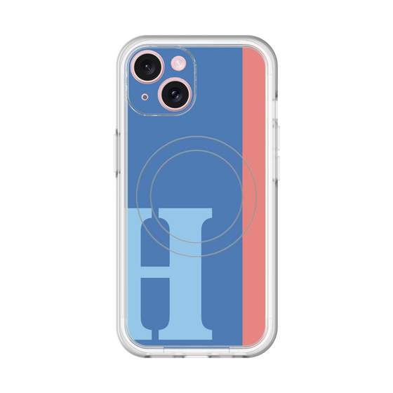 スリムプロテクションプレミアムケース with MagSafe［ オリジナル - initial color line - H blue ］
