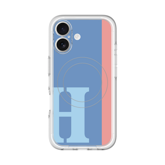 スリムプロテクションプレミアムケース with MagSafe［ オリジナル - initial color line - H blue ］
