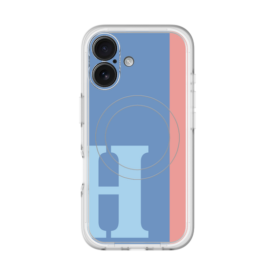 スリムプロテクションプレミアムケース with MagSafe［ オリジナル - initial color line - H blue ］