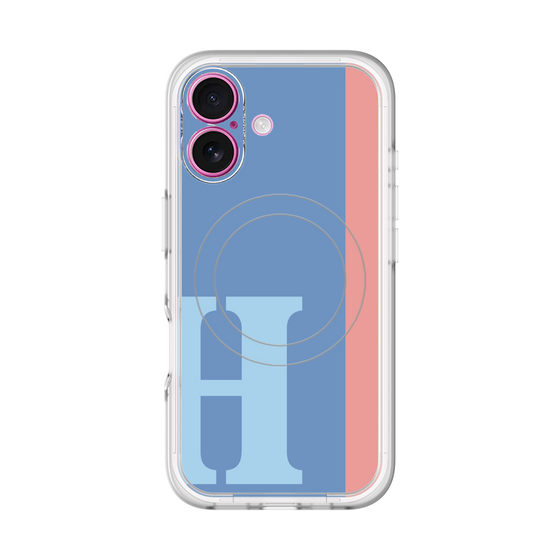 スリムプロテクションプレミアムケース with MagSafe［ オリジナル - initial color line - H blue ］