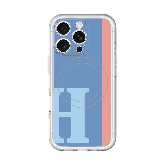 スリムプロテクションプレミアムケース with MagSafe［ オリジナル - initial color line - H blue ］