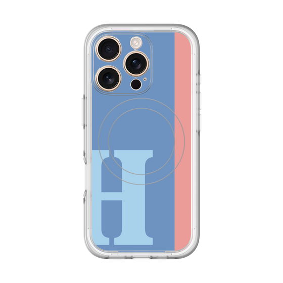 スリムプロテクションプレミアムケース with MagSafe［ オリジナル - initial color line - H blue ］