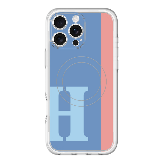 スリムプロテクションプレミアムケース with MagSafe［ オリジナル - initial color line - H blue ］