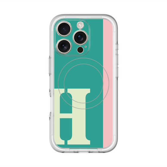 スリムプロテクションプレミアムケース with MagSafe［ オリジナル - initial color line - H green ］