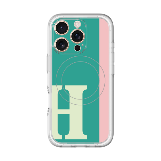 スリムプロテクションプレミアムケース with MagSafe［ オリジナル - initial color line - H green ］