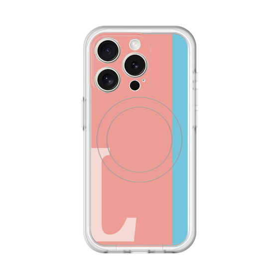 スリムプロテクションプレミアムケース with MagSafe［ オリジナル - initial color line - L pink ］